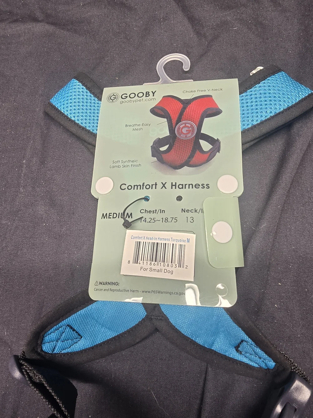 GOOBY Comfort X-Harness in Bright Teal Blue Medium
